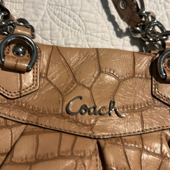 NWOT Vintage Coach Ashley Tan Brown Crocodile Embossed Leather Purse - Picture 4 of 10